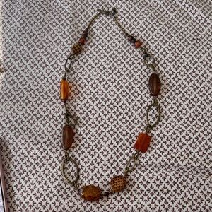 Elegant Brown and Gold Beaded Necklace